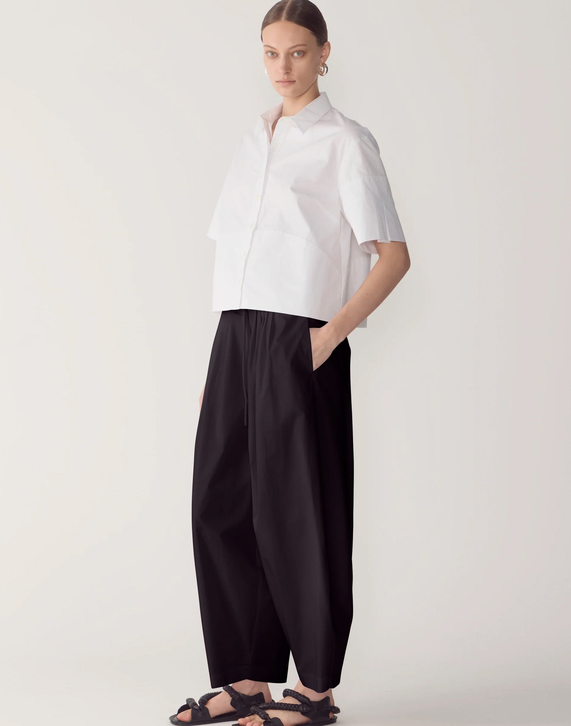Black Cotton Poplin Pamela Pants