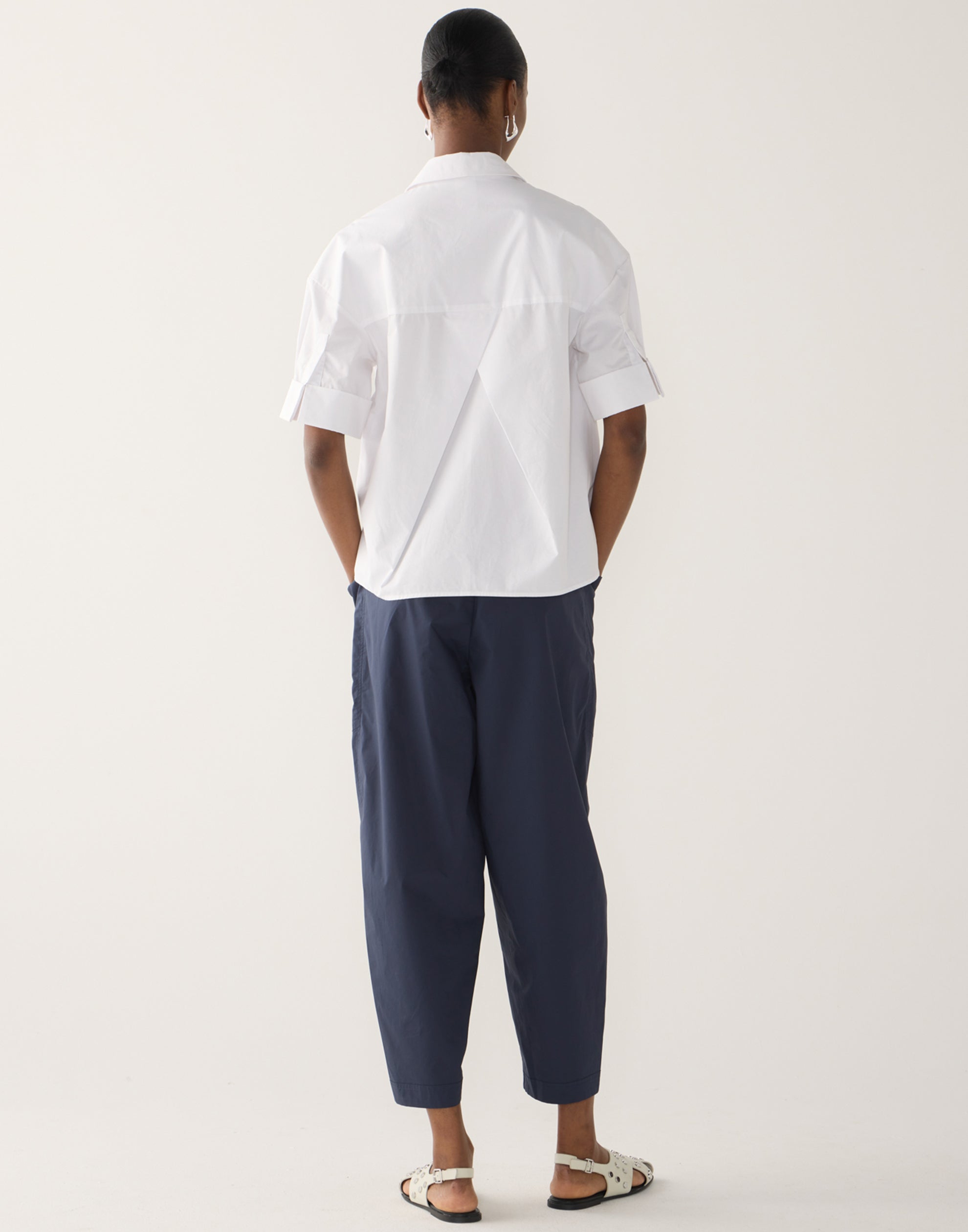 Navy Cotton Poplin Edna Pants