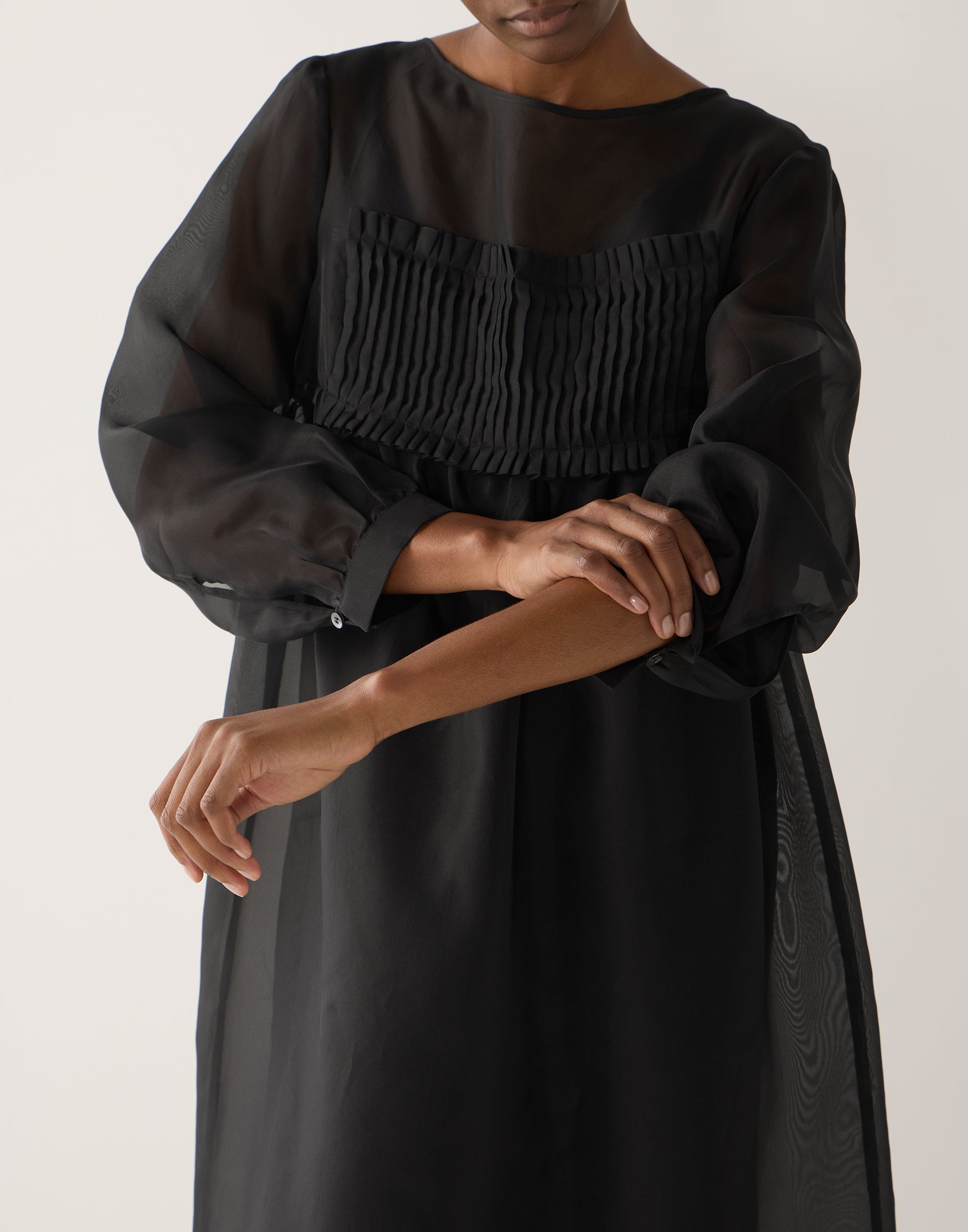 Black Silk Organza Wilma Dress