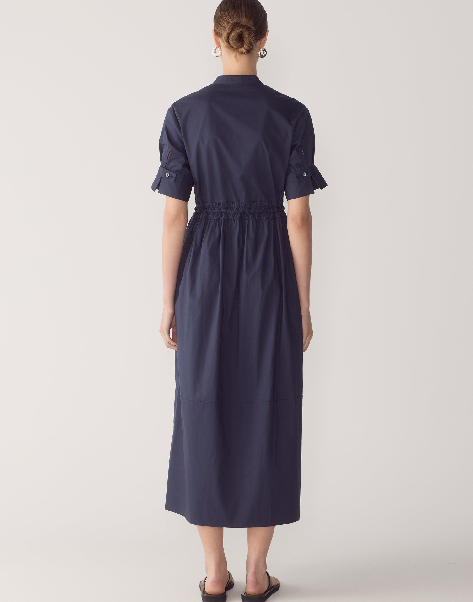 Navy Cotton Poplin Yolanda Dress