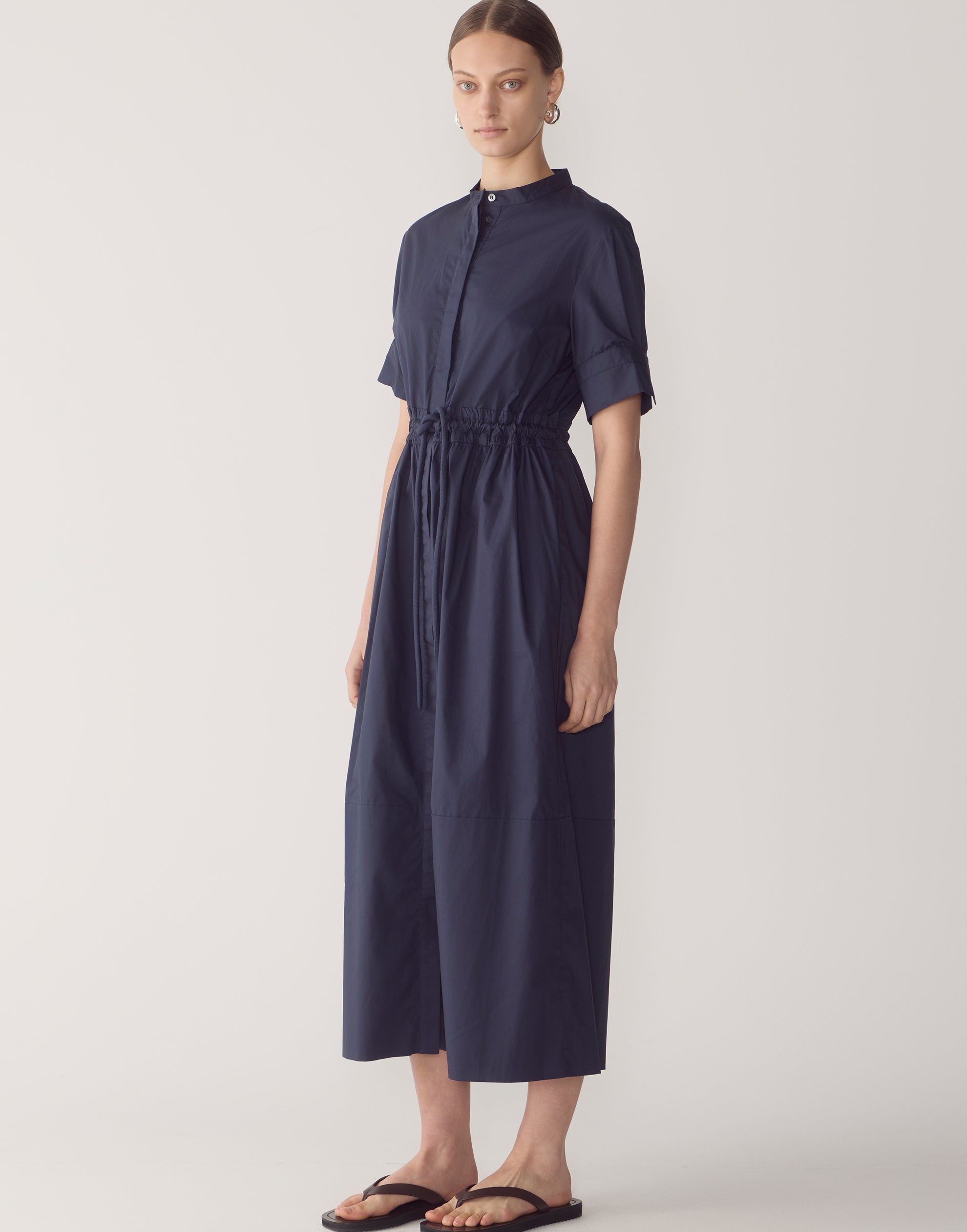 Navy Cotton Poplin Yolanda Dress