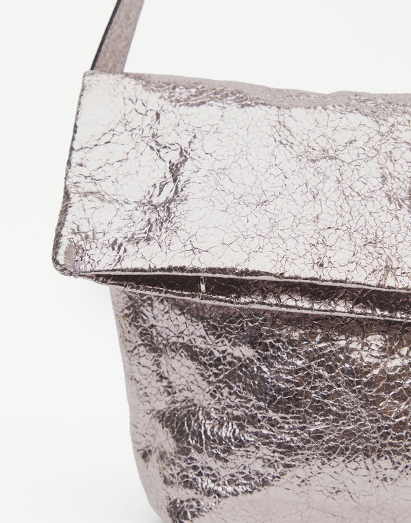 Cipria Laminated Leather Big Shoulder Bag