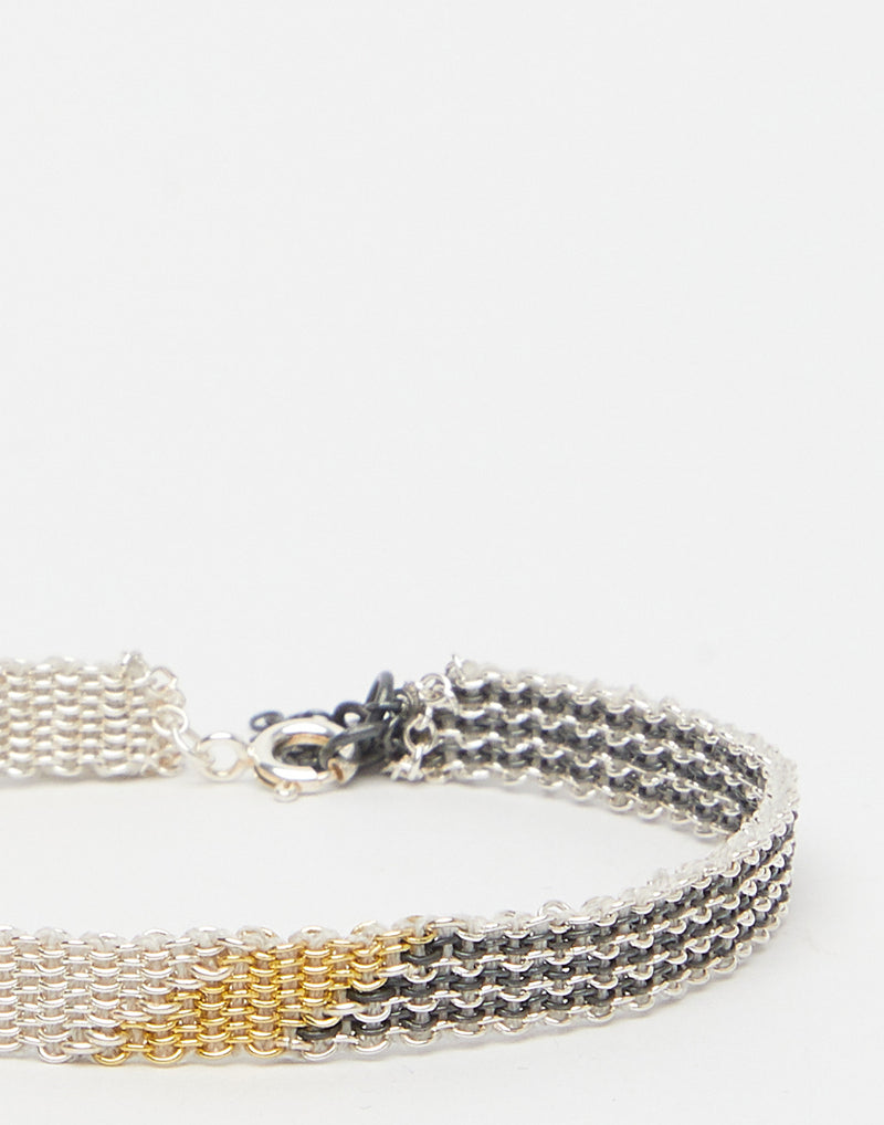 Silver & Gold Tapestry Silk Bracelet