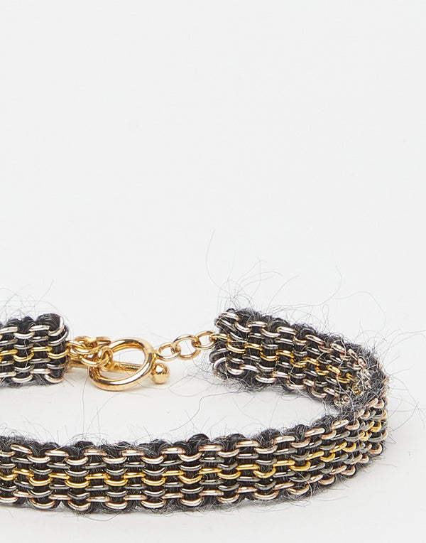Gold & Anthracite Mohair Bracelet