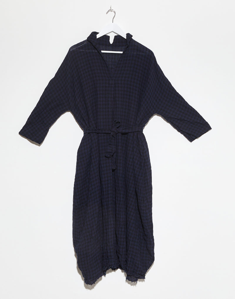 Black & Blue Check Wool Jeroni Lavato Dress