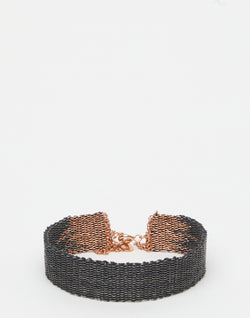 018.16 Silver, Rose Gold & Anthracite Silk Bracelet