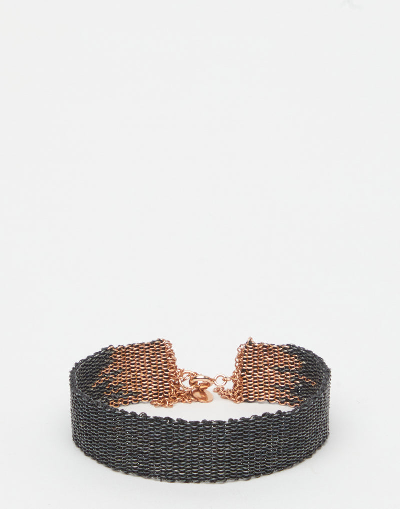 018.16 Silver, Rose Gold & Anthracite Silk Bracelet