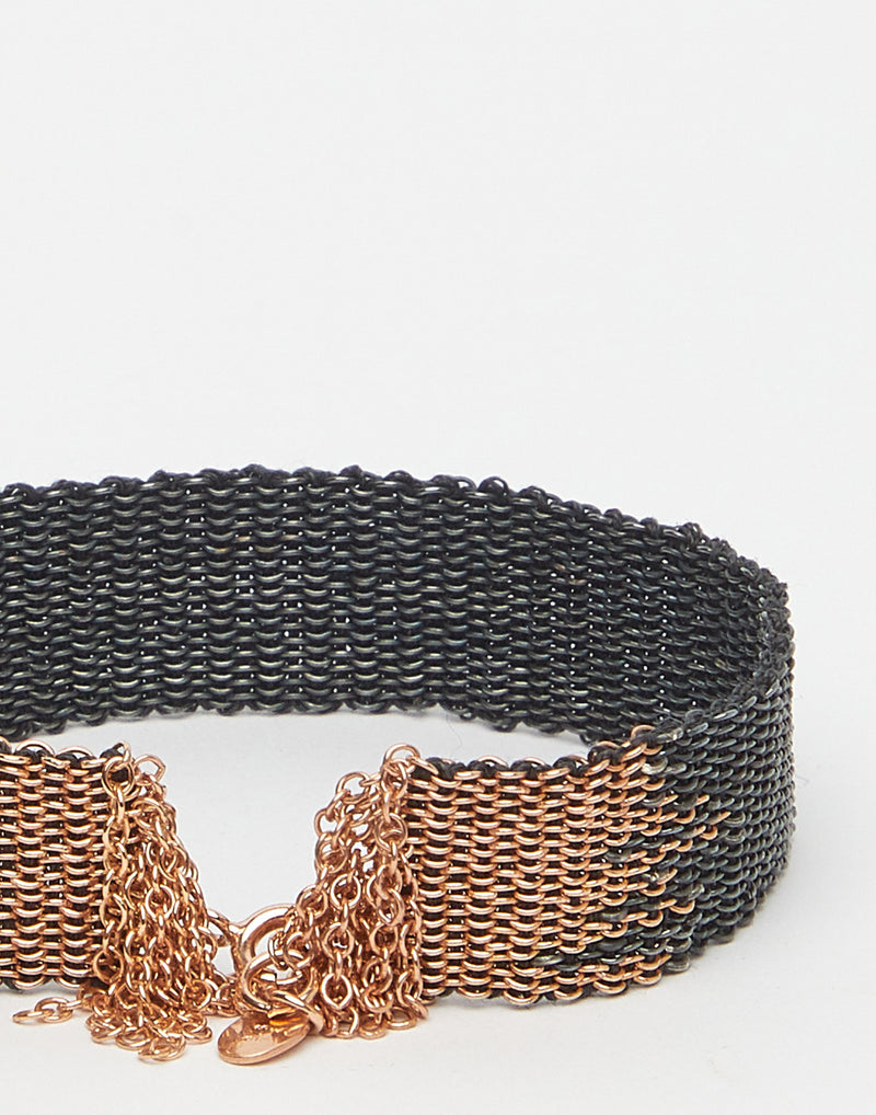 018.16 Silver, Rose Gold & Anthracite Silk Bracelet