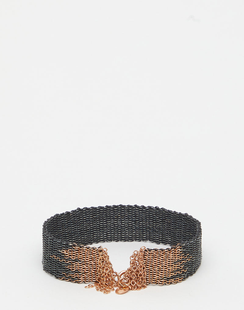 018.16 Silver, Rose Gold & Anthracite Silk Bracelet