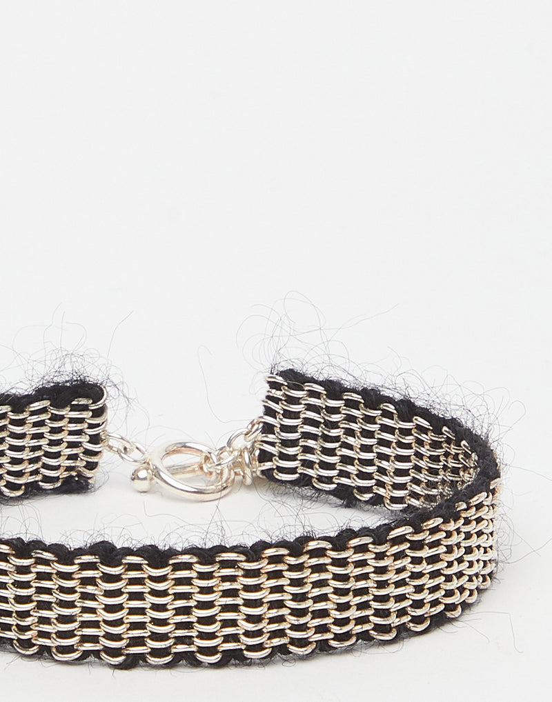 Silver & Black Mohair Bracelet