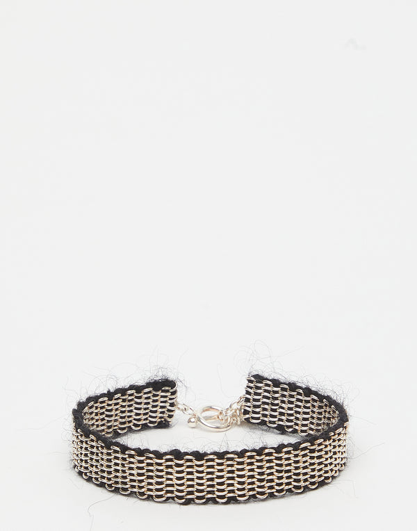 Silver & Black Mohair Bracelet