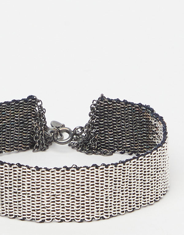Oxidised Silver & Anthracite Silk Bracelet