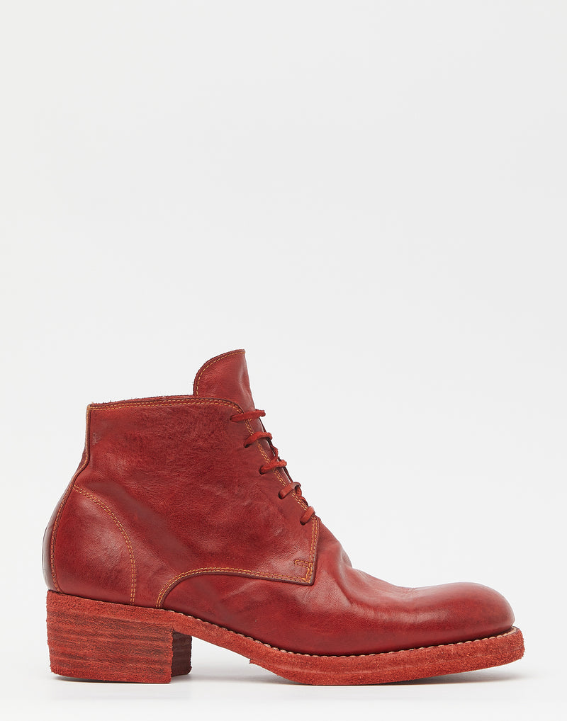 Red Leather Lace Up Ankle Boots
