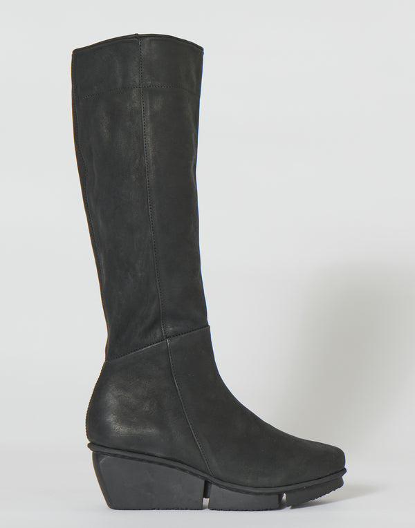 Black Suede Leather Dart Boots