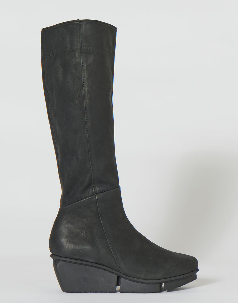 Black Suede Leather Dart Boots