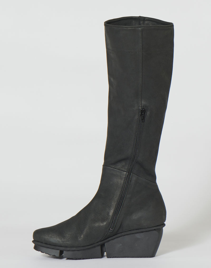 Black Suede Leather Dart Boots