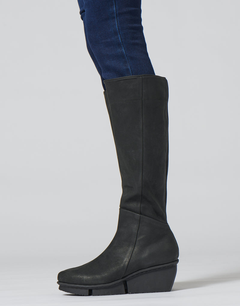 Black Suede Leather Dart Boots