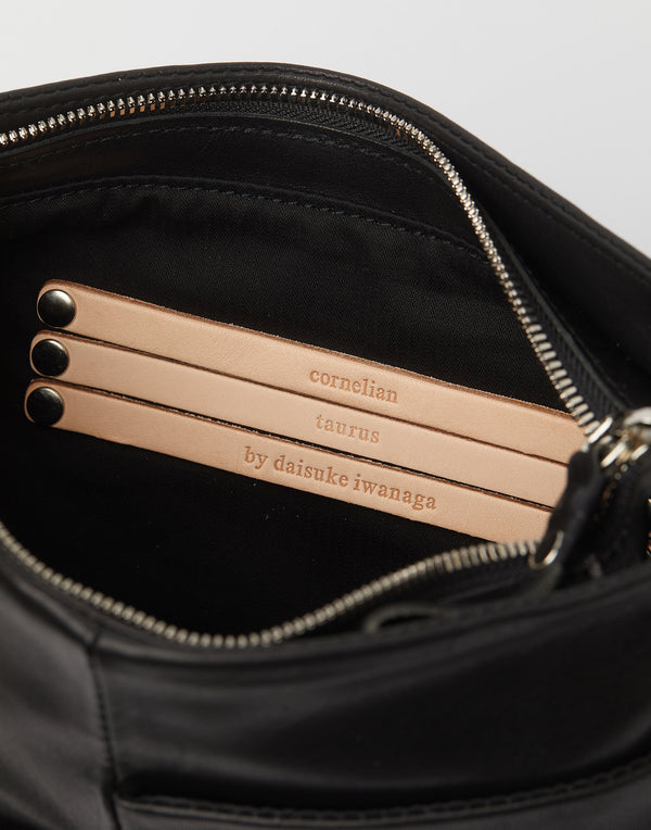 Small Black Leather Parallel Bag