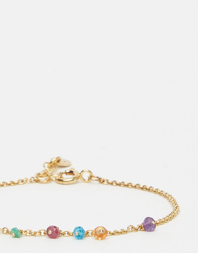 Multicolour Gem & Gold Chain Bracelet