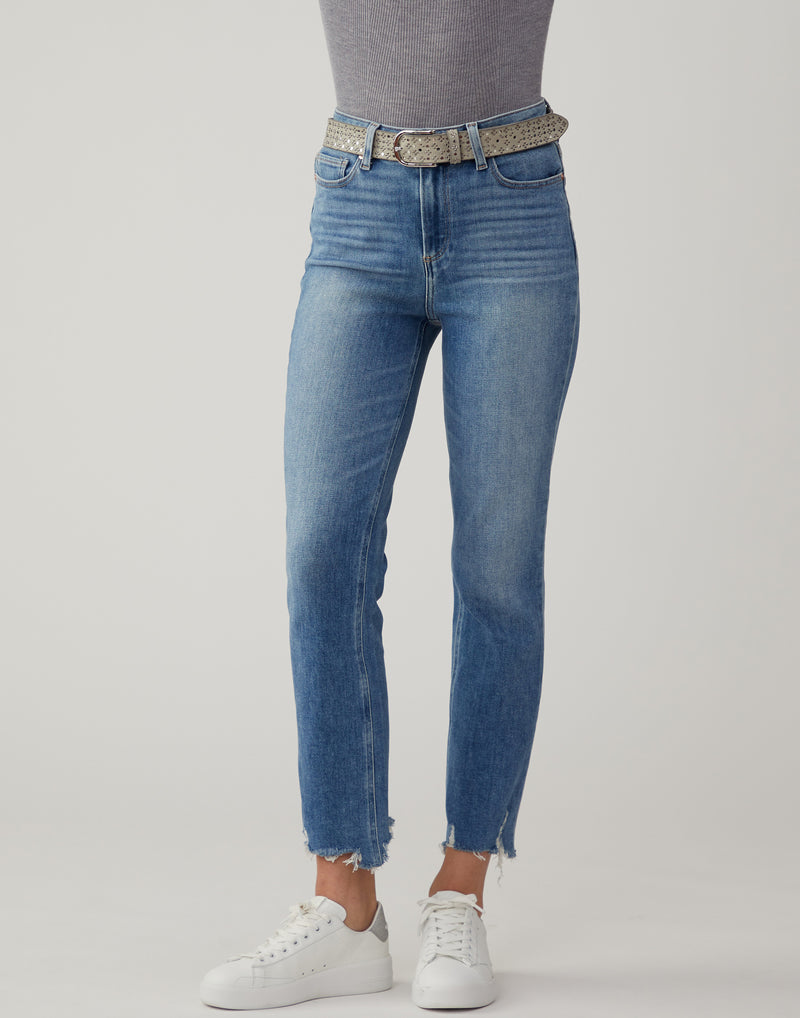 Studded Light Grey Leather Tini Belt