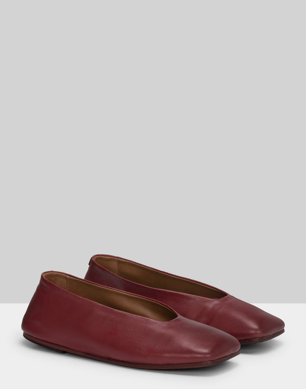 Blood Red Leather Spatolona Slippers