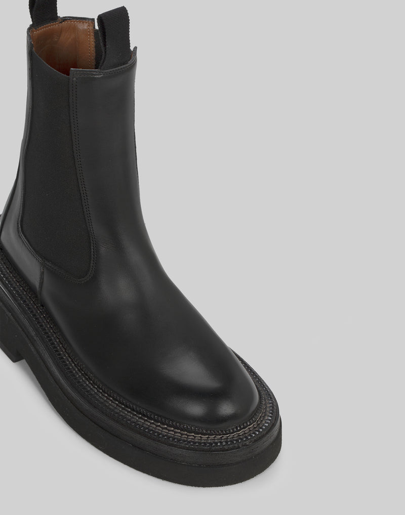 Black Leather Pollicione Beatle Boots