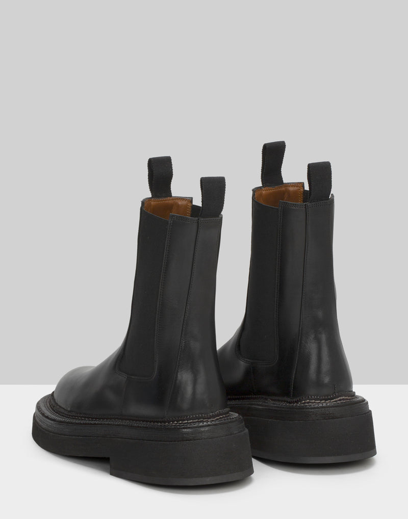 Black Leather Pollicione Beatle Boots