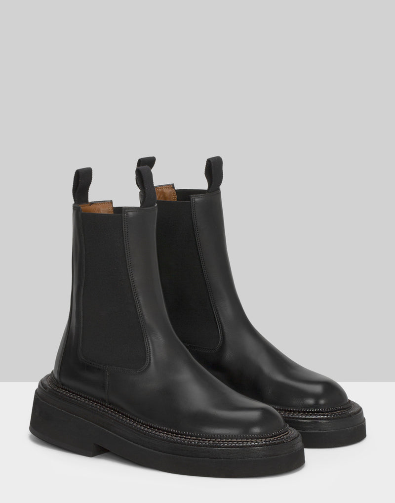Black Leather Pollicione Beatle Boots