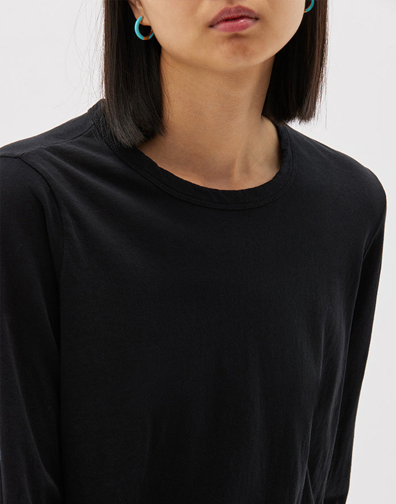 Black Regular Scoop Hem Long Sleeve T-Shirt