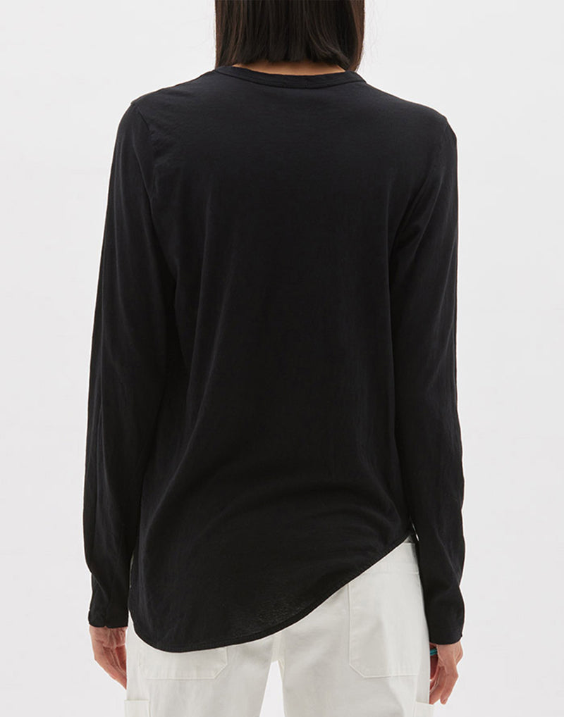 Black Regular Scoop Hem Long Sleeve T-Shirt