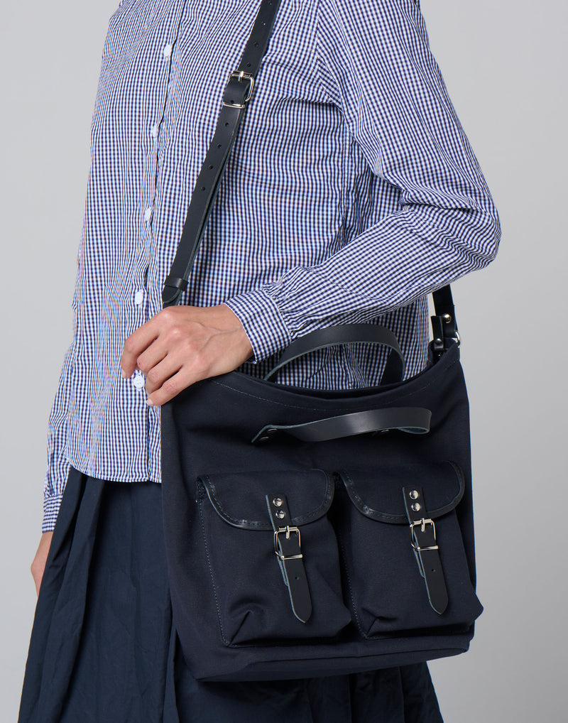 Navy Cotton Canvas Cross Body Bag