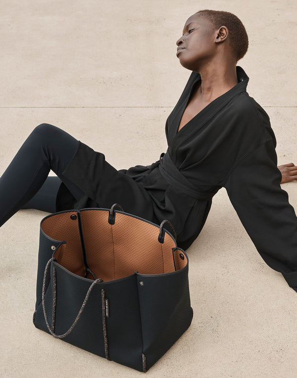 Black & Saddle Brown Dual Tone Escape Tote