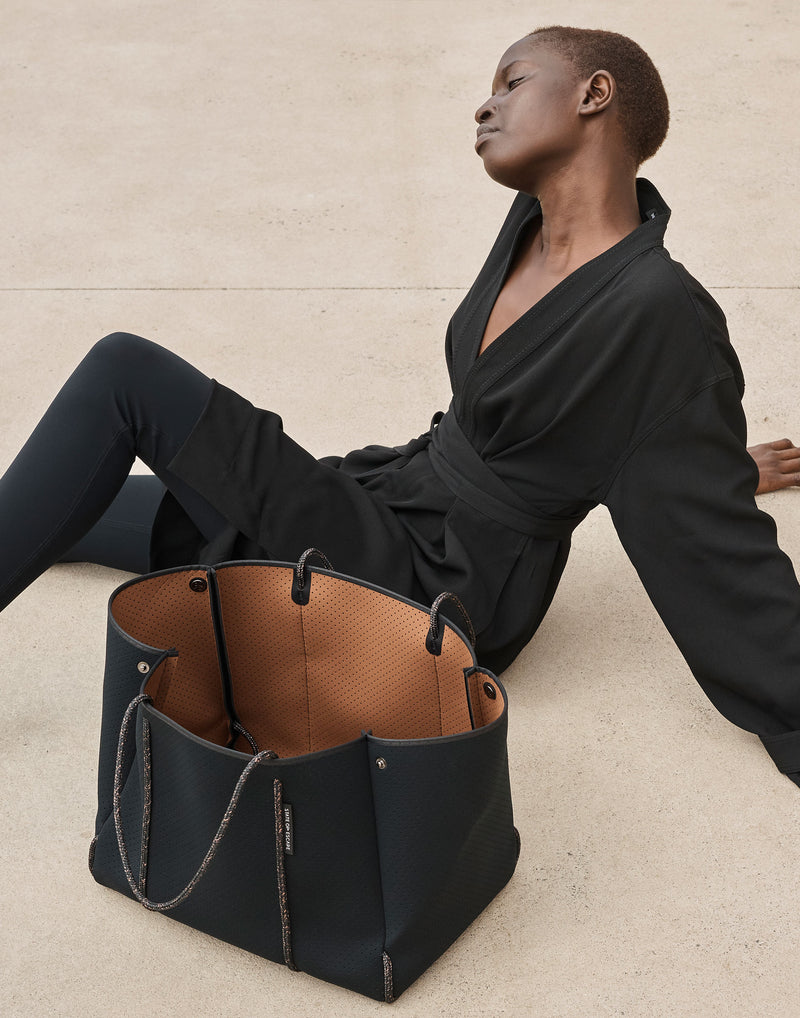 Black & Saddle Brown Dual Tone Escape Tote