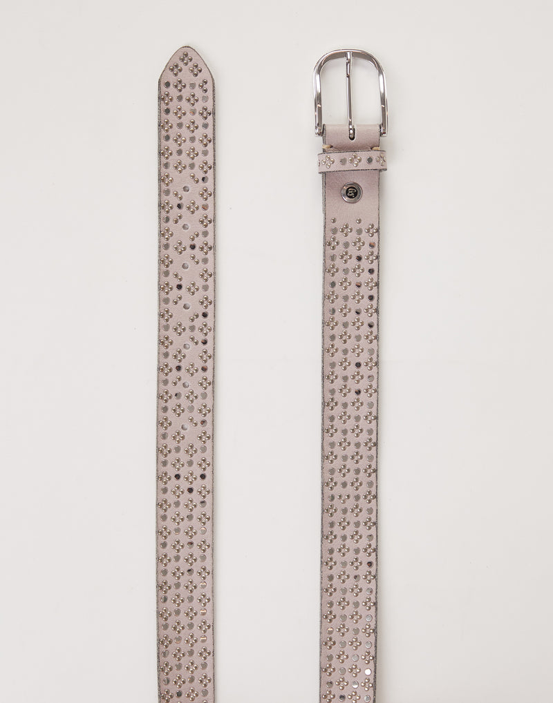 Studded Light Pink Leather Tini Belt
