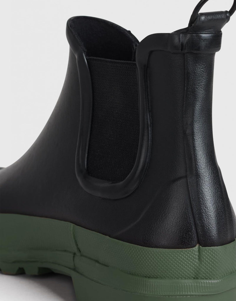 Black & Green Chelsea Rainwalker Boots