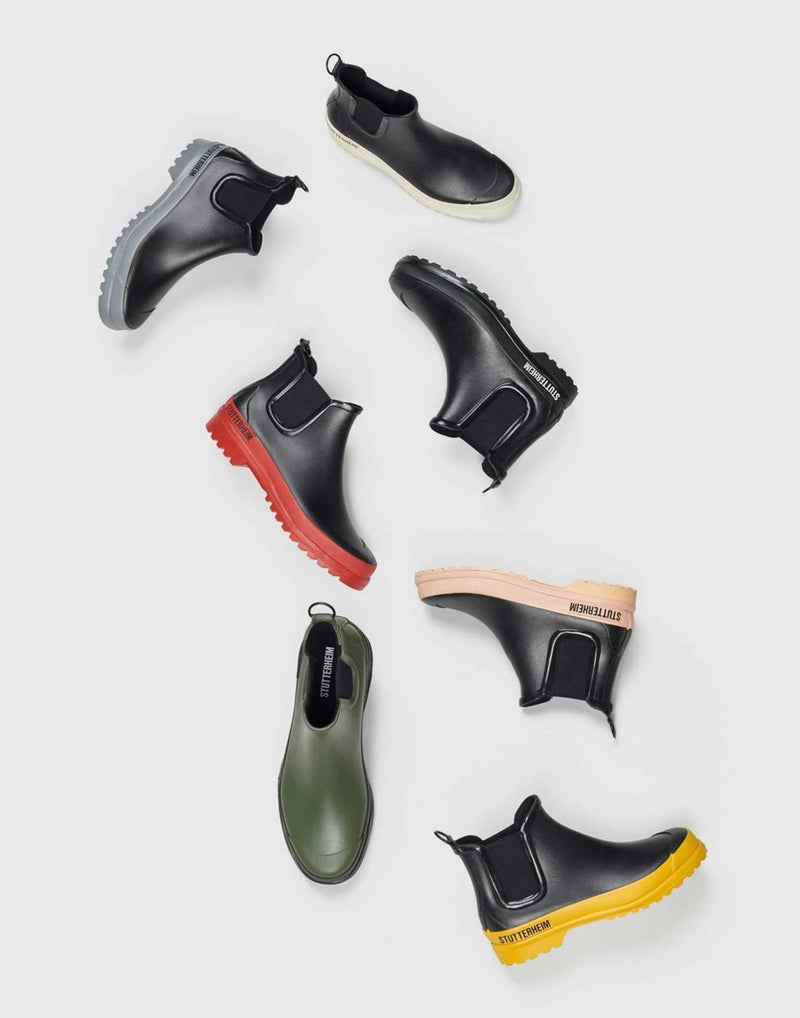 Black & Red Chelsea Rainwalker Boots