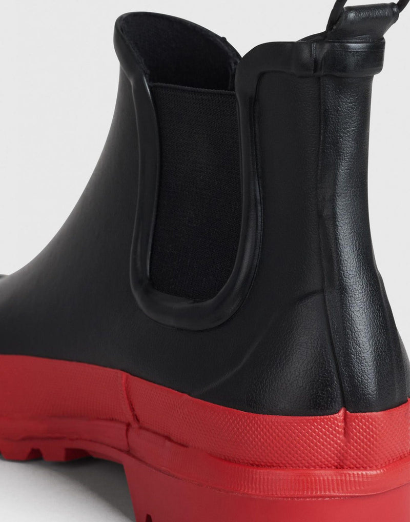 Black & Red Chelsea Rainwalker Boots