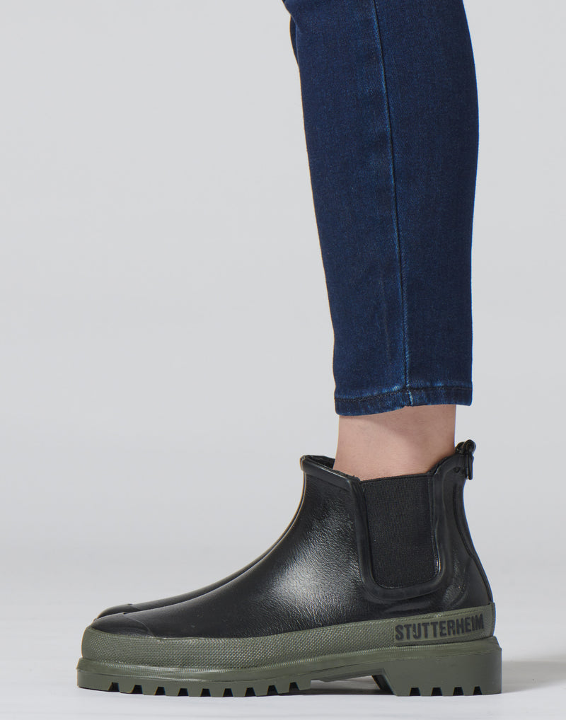 Black & Green Chelsea Rainwalker Boots
