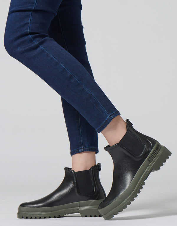 Black & Green Chelsea Rainwalker Boots